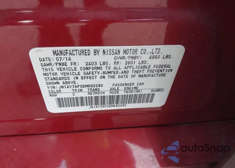 2014 Infiniti Q50 Hybrid Premium z USA, uszkodzony, nr VIN JN1AV7AP0EM692290